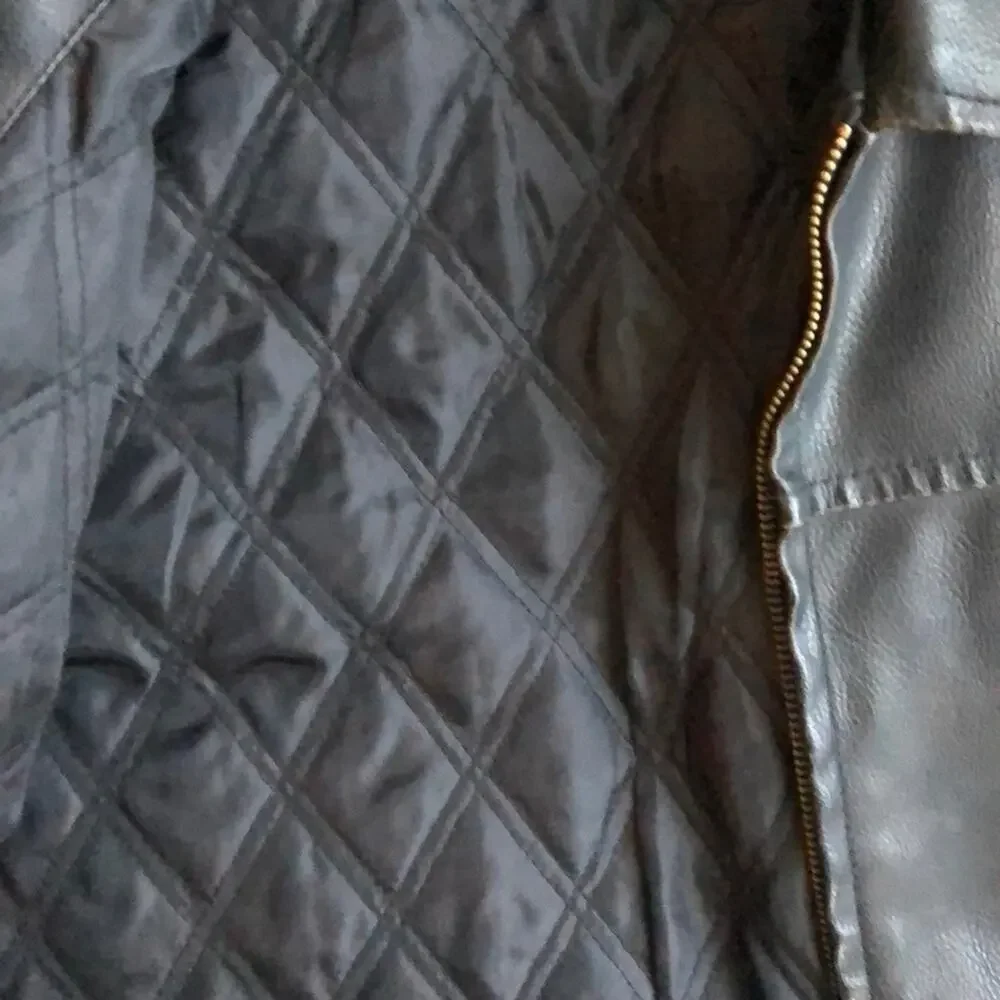 Black faux leather biker style jacket Size M